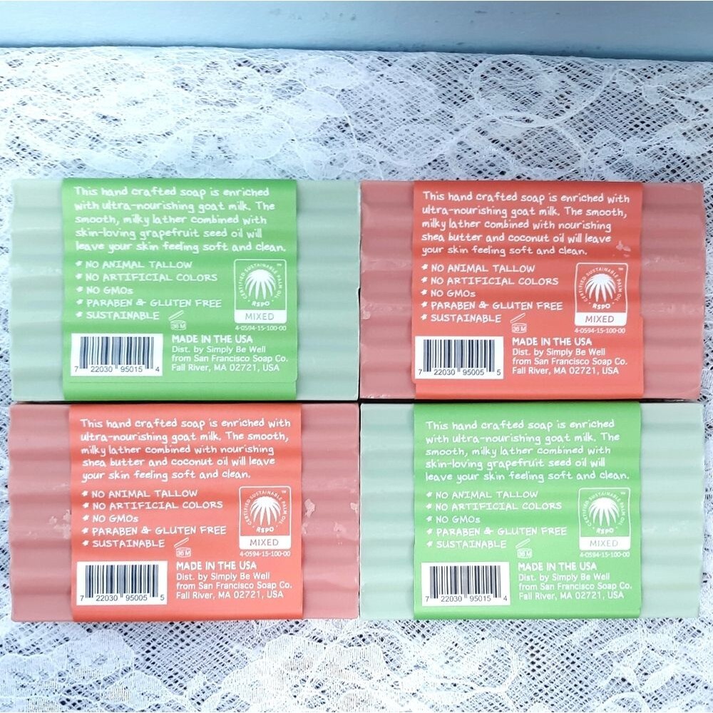 6 Goat Milk Bar Soap Clean Caprine Simply Be Well Jabara Fruit Papaya red green - Picture 12 of 14